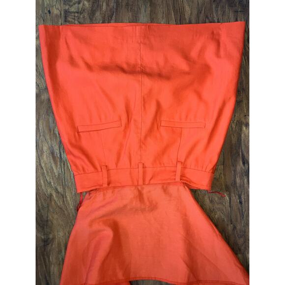 Revolve TIBI Linen Blend Mini Skirt w Optional Waist Tie Size 0 Poppy Color NWT - Picture 4 of 8